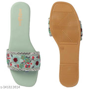 Women's Premium Floral Embroidered Toe Ring Flats for Women | Designer Open Toe Slip-On Casual & Party Wear Footwear