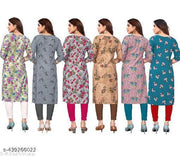 Polyster/Crepe fabric-Women Printed Kurta Combo of 6