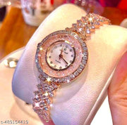 La-Fanco Luxury High Shine Waterproof Diamond Chain Analog Watch For Girls