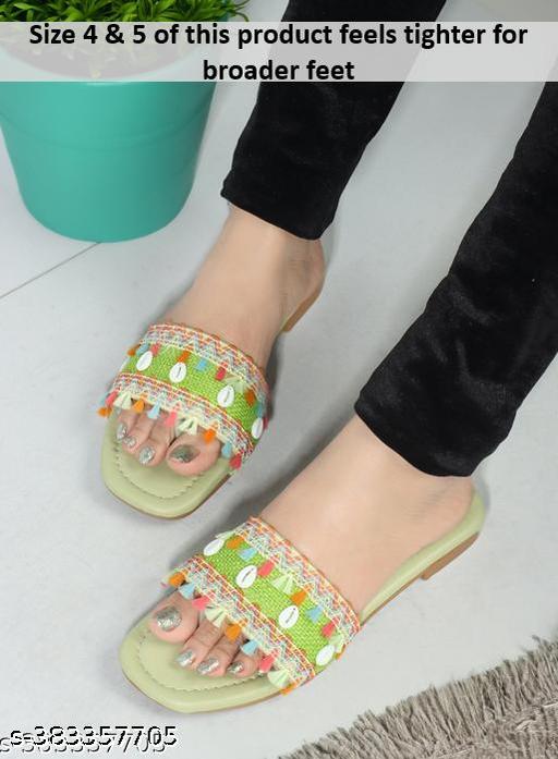 BAMBAM Women's Elegant Embroidered Woven Strap Flat Sandals | Fashionable Tassel Detail Comfort Wear Footwear for Casual & Travel Use