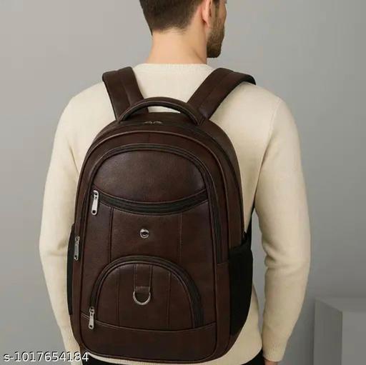 Stylish Tan Leather Backpack For School Office And College || Backpack For Mens || Backpack For Boys || Backpack For Unisex || Tan Faux Leather Backpack for Men & Women