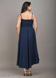 Anarkali Gown for Women and Girls Flared Sleeveless (blue)
