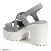 Kajmi Women Cross-Strap style Heel footwear wedges Block Chunky High Heel Ankle Elastic Strap Open Toe Sandl for women girls ledies