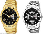 Day n Date Men Stylish Analog Latest Watches Combo - Set of 2 - GOLD-24-AND-SLV-21