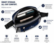 BLUE WAIST BAG WITH TOP HANDLE | 3 IN 1 BAG WITH SLING BELT | BUCKLE POCKET AND IN BUILT BELT LOOP | LIGHTWEIGHT AND DURABLE