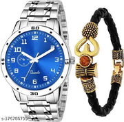 Attractive stylish trendy Men and kids analog Watches with Mahadev Bracelet Kada Combo Of 2