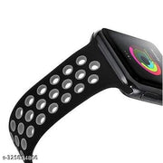 Rycore Sports Band Soft Silicone Sport Wristband Compatible with Apple Watch iWatch Bands 42mm 44mm & 45mm Soft Silicone Strap for iWatch Series 7 6 5 4 3 2 SE [Watch NOT Included] - Black & Grey