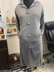 Winter Coat Style Kurta with collars and  Front Buttons and Side Pockets