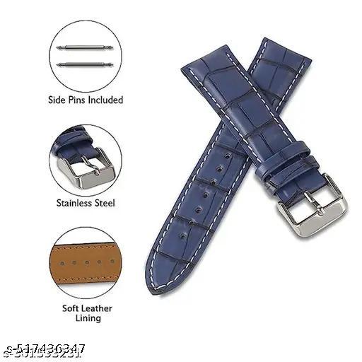 Blue 22mm Genuine leather Strap For Watch and Smart Watch for All 22mm
