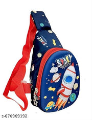 SPOCCO | SPACE Kids Chest Bag Cartoon Print Bag for Kids One Side Shoulder Bag, Cross Body Bag for Kids, Travel Chest Bag, Sling Bag, Crossbody Chest Sling Bag, Gift for Boys Girls, crossbody bag perfect for travel, picnics, or playdates.
