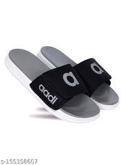 Men's Grey Synthetic Leather Daily Casual Slider