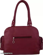 Beautiful Women's Maroon Canvas & Leather Handbag