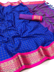 CHETTINAD CHECKED COTTON SILK SAREE