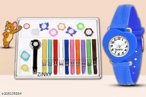 Trending 11 Belt Flower Inter Changeable Belt and Dial Multicolor Watch for Girls