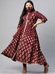 Akiko PLUS SIZE Rayon Floral Print Anarkali Kurta
