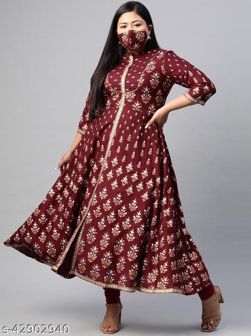Akiko PLUS SIZE Rayon Floral Print Anarkali Kurta