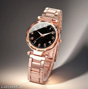 New Addition Luxury Fashion Analog Watch For Women Black Starry Sky Shiny Dial Stainless Steel Rose Gold Premium Linked Chain Strap 2025 New Arrivals Luxury Watches For Women Everyday Versatile Watches Style Ladies Watch Girls Watches
