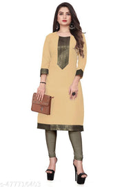 Fashionable Cotton Slub jacquard work Kurti For Women