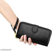 Stealodeal Zipper Wallet PU Leather Clutch Women's Wristlet (Black)