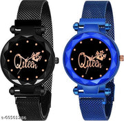 Women Black Metal Casual Analog Watches