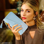 VATTU Women's Long Wallet Tassel PU Leather Multi- Slots Girls Zipper Coin Large Purse for Girls