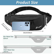 Ultra slim waist bag for men with dual layer zippered lightweight running side crossbody sling phone bag black