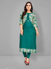 Jacket Style Digital Printed Cotton Kurtis