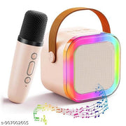 Portable Bluetooth Speaker with Wireless Microphone | RGB LED Light Speaker | Karaoke Mic Combo | Rechargeable Party Speaker