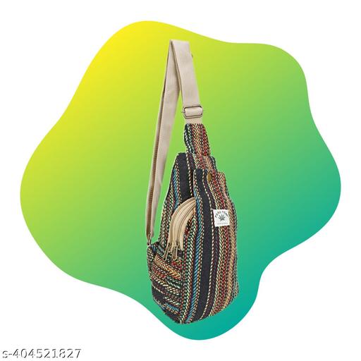 MYRIAD shoulder hemp compartments, zipper, adjustable strap hippie style Nepalese bohemian embroidered 2 compartments multi-colour pack of 1