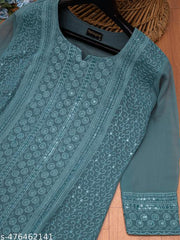 Chikankari Kurta, Embroidery Kurta For Women, Short Kurti