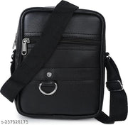 Trendy/Daily use/Classic College/Office BLACK Leather Sling Bag For Girls/Women/Boys/Mens