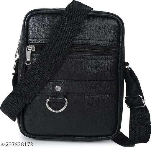 Trendy/Daily use/Classic College/Office BLACK Leather Sling Bag For Girls/Women/Boys/Mens