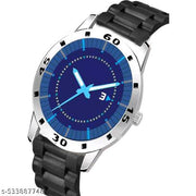 Yolako Blue 3 No Dial Silver Cash Black Pu Bump Belt Boy and Men Watch