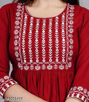 rayon kurti embroidery straight