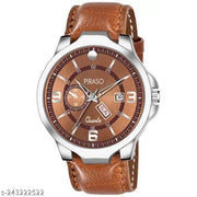 ANALOG DAY AND DATE WORKING DISPLAY BROWN DIAL&BROWN STRAP WATCH FOR MEN