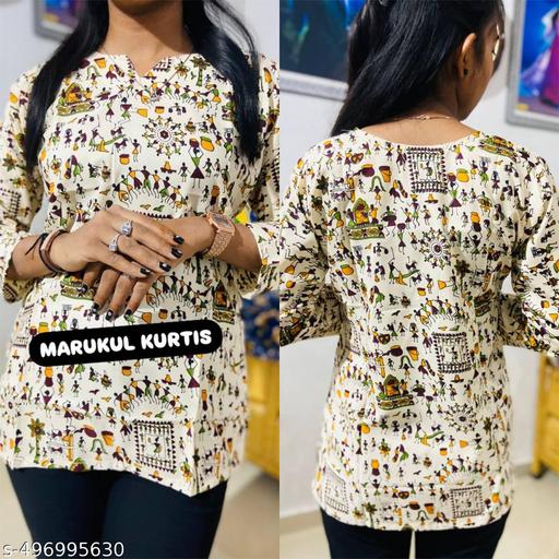 Floral/ varli Printed Short Kurti , Kurta Short Top for women
