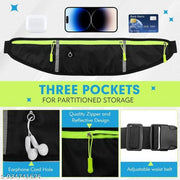 Running Belt with Waterproof Adjustable Elastic Strap, Sweatproof waistpacks with Large Capacity, Perfect for Running and Outdoor Activities, Black, One Size, Sports