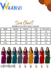 Polyster/Crepe fabric-Casual And Round-Neck 3/4 Length Sleeves Navy Blue Kurti (45"Inches)