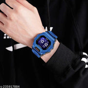 HALA HL-1035-Blue Shockproof Silicone Strap Hybrid Square Dial Sports Chronograph Multi Function Working Premium Quality LED Luminous Light For Mens & Boys Digital Watch - For Men