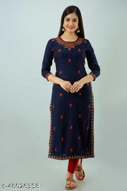 Embroidered Blue Rayon kurti