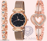 12Diamond Analog fancy looking latest designed Black Dial Magnet Black Watch for Women or Girls and Watch for Girls or Women