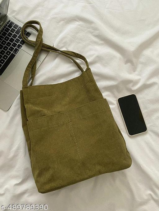 LIMITED STOCK ORDER NOW !!Eco-Friendly Corduroy Tote Bag |  Women Shoulder Bag | Stylish & Comfort Women's Cotton Bag | Canvas Shoulder Purse Reusable Grocery Bag | Outer Pockets, Utility Bag Travel & Daily use