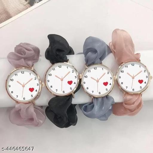 Stylish scrunchies whit rubber band women watch