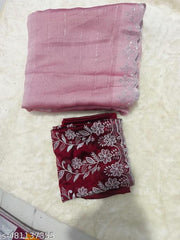 Burbery chiffon Squence Diamond Border Work Saree With Rangoli Emrodary Squence Work Blouse