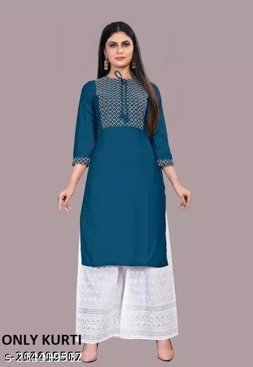 rayon kurti embroidered