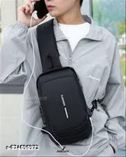 Crossbody Sling Bag for Men & Women - Anti-Theft Waterproof Chest Bag with USB Charging Port & Combination Lock - Casual Shoulder Backpack for Travel, Biking & Office