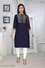 rayon kurti embroidered