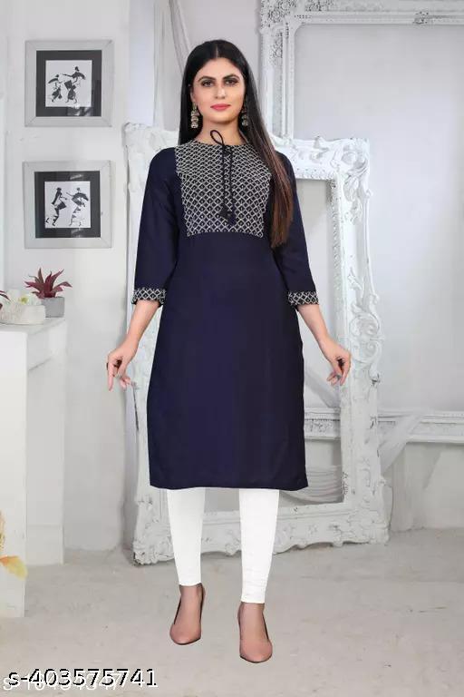 rayon kurti embroidered