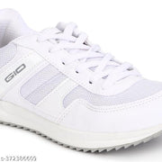 Stylish White Mesh Solid Walking Shoes For Men