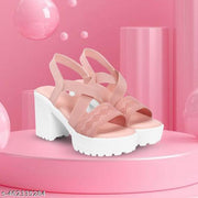 Strap style Heel footwear wedges Block Chunky High Heel Ankle Elastic Strap Open Toe Sandal for Women